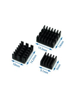 KIT 3 PIEZAS DISIPADOR TERMICO  RASPBERRY PI 4B color NEGRO anodizado con adhesivo