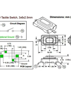 10x Micro Switch Interruptor de boton SMD 3x6x2,5 mm rojo